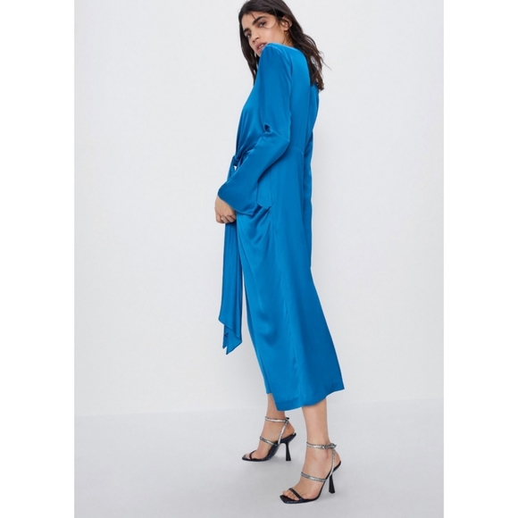 ZARA| Limited Édition Satin Dress With Bow Detail - Picture 9 of 17